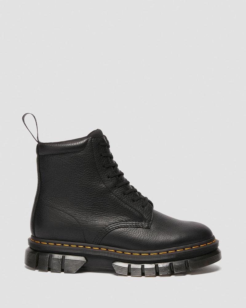 Men's Dr Martens Rikard Lunar Leather Platform Boots Black | AU 564XYU